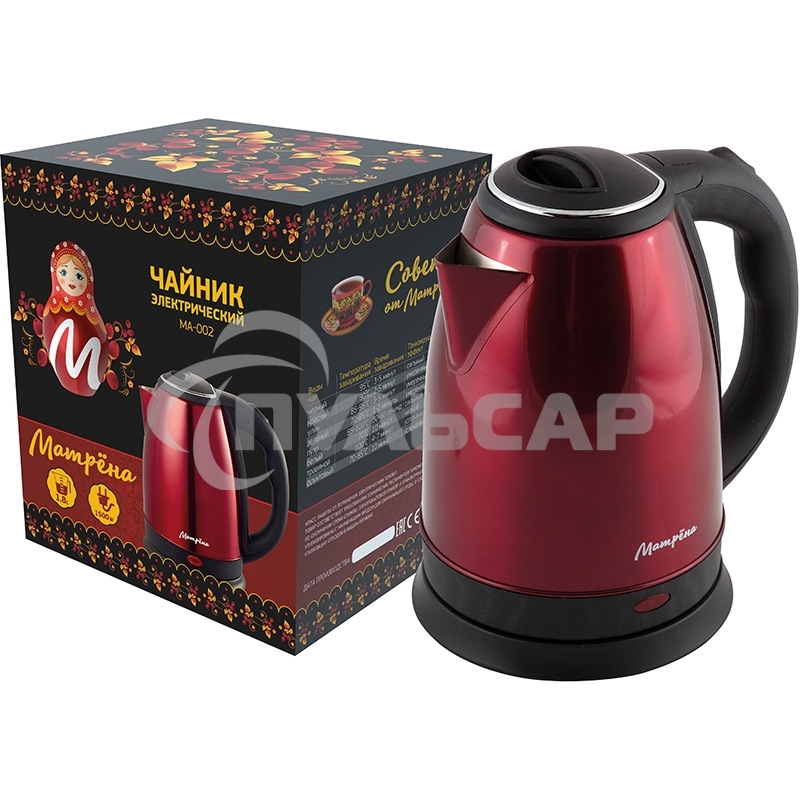Чайник электрический Матрена MA-002 электрический (1,8 л) стальной красный