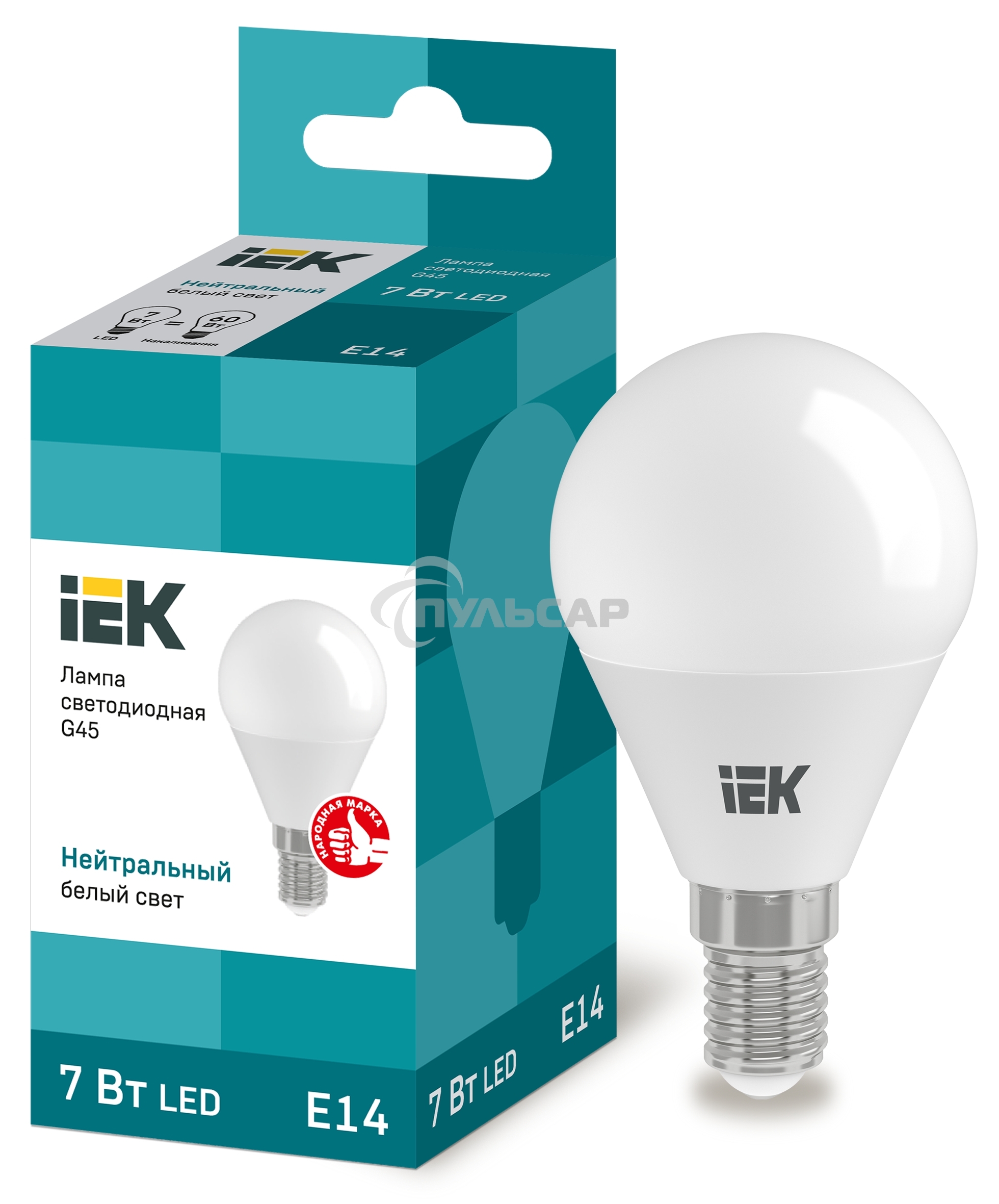 Лампа cветодиодная Iek LLE-G45-7-230-40-E14 ECO G45 шар 7Вт 230В 4000К E14 IEK