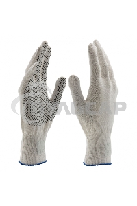 Перчатки из синтетической нити, ПВХ точка, 13 класс, белые, XL Россия