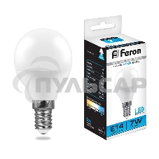 Лампа светодиодная Feron LB-95 7W 230V E14 6400K G45