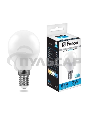Лампа светодиодная Feron LB-95 7W 230V E14 6400K G45