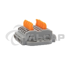 Клемма соединительная многоразовая проходная 5 полюсов, серая (0,08-4 мм²), с монтажной площадкой (20 шт./уп.) Rexant