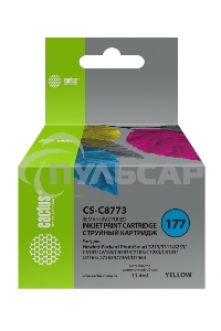 Картридж струйный Cactus CS-C8773 желтый для №177 HP PhotoSmart 3213/3313/8253/C5183/C6183/D7463 (11