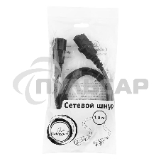 Кабель питания сист.блок-монитор Cablexpert PC-189, 1.8м, C13-C14, 6А, черный, с заземлением