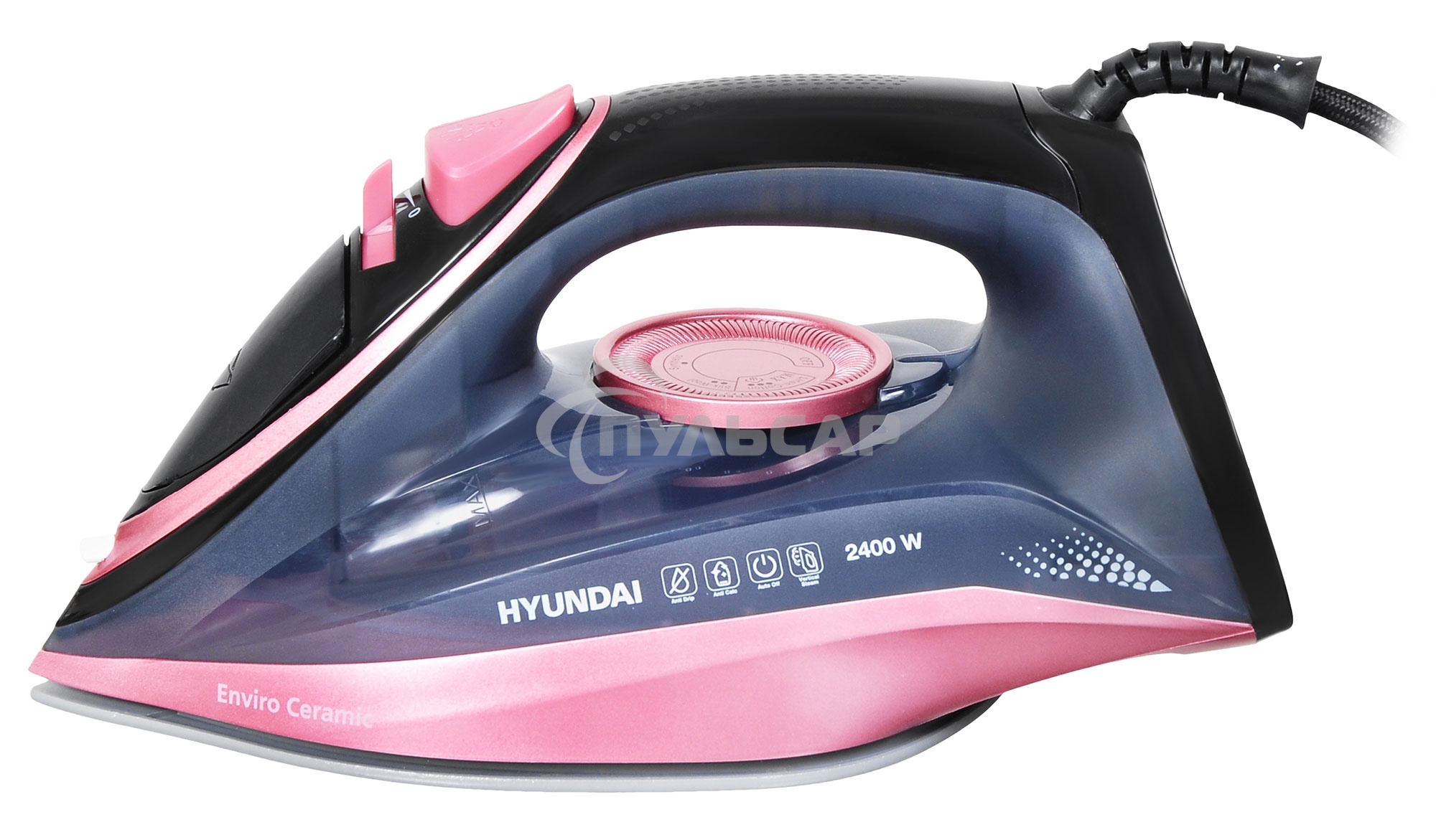 Утюг Hyundai H-SI01623 2400Вт черный/розовый