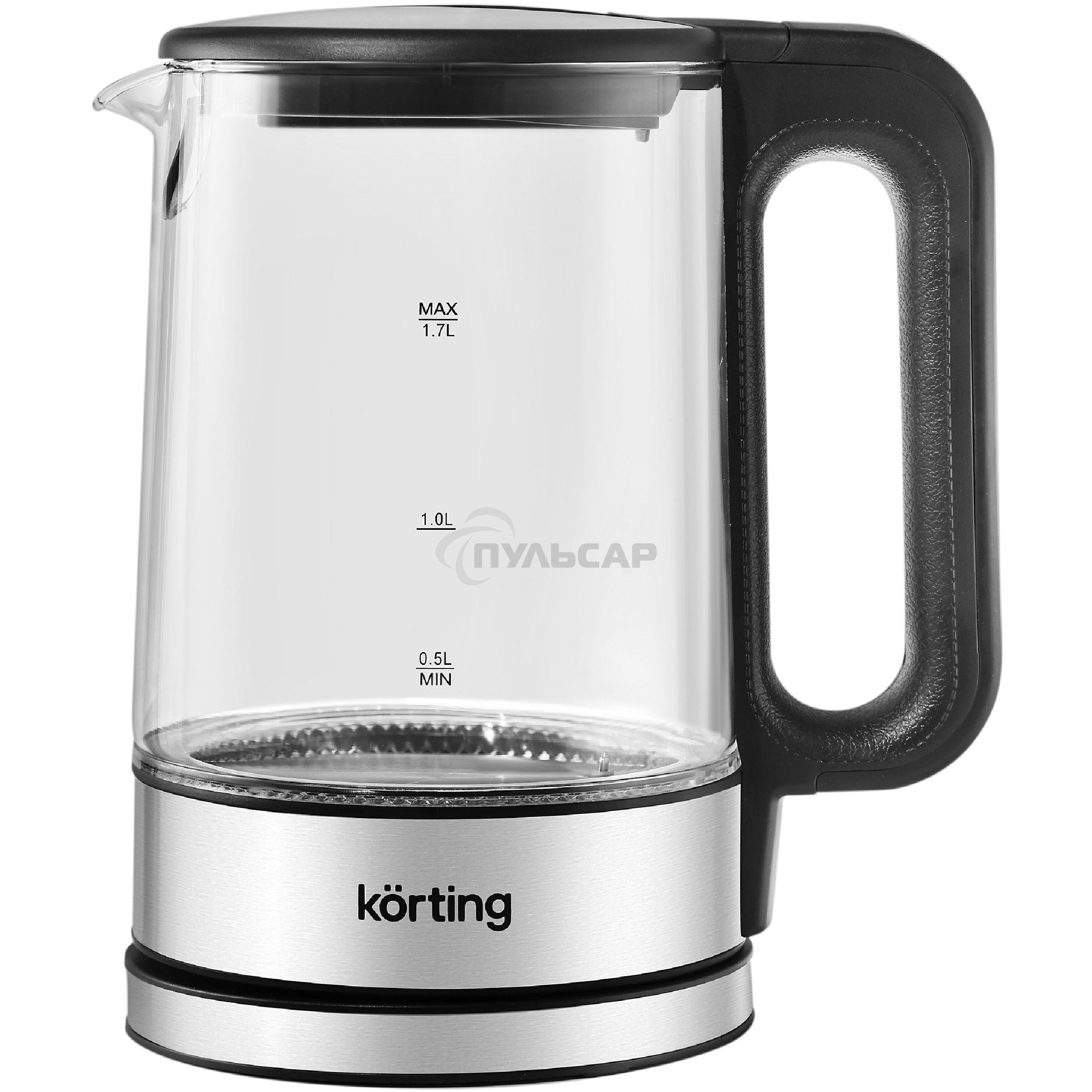 Электрический чайник Korting, объем 1.7 л, материал: стекло, механическое управление, фильтр от накипи, 5 температурных режимов, автоотключение, поддержание температуры
