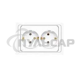 Розетка 2-м СП Валери 16А с заземл. бел. UNIVersal В0128