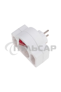 Тройник Rexant электрический 16А с/з + 2х2,5А с выключателем и защитными шторками, белый