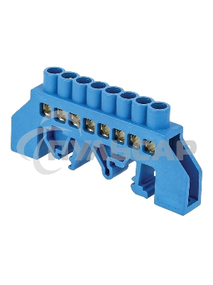 Шина нулевая N 8х12 8 отвер. латунь син. нейлоновый корпус комбинированный PROxima EKF sn0-125-8-dn