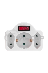 Тройник Rexant электрический 16А с/з + 2х2,5А с выключателем и защитными шторками, белый