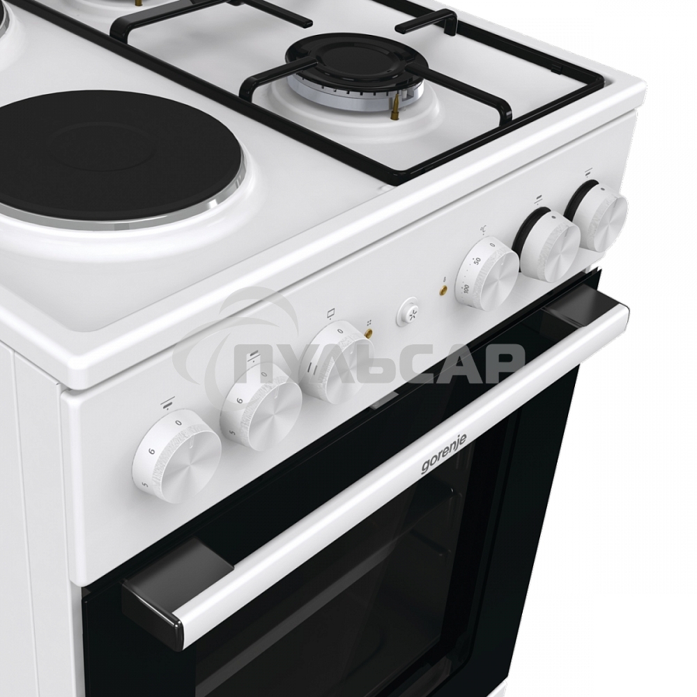Плита комбинированная Gorenje GK5A12WG белый, конфорок 2 газовых и 2 электрических, духовка 68 л, 50 см x 85 см x 59.4 см