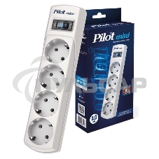 Сетевой фильтр Pilot mini 3м (4 розетки) белый (коробка)