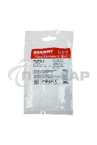 Хомут-стяжка кабельная нейлоновая Rexant 100 x2,5 мм, белая, упаковка 100 шт.