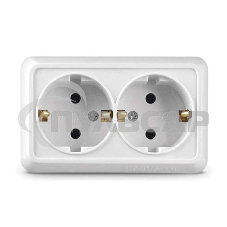 Розетка 2-м ОП Олимп 16А с заземл. белый  UNIVersal О0128