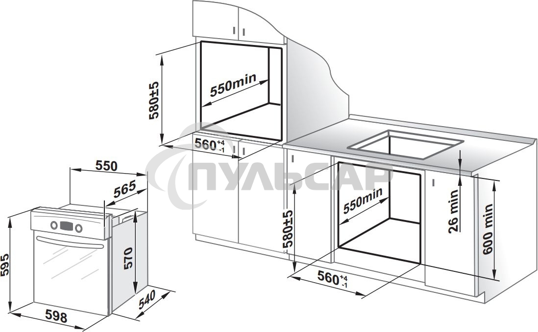 Духовой шкаф Gefest ЭДВ ДА 602-02 К64S, встраиваемый