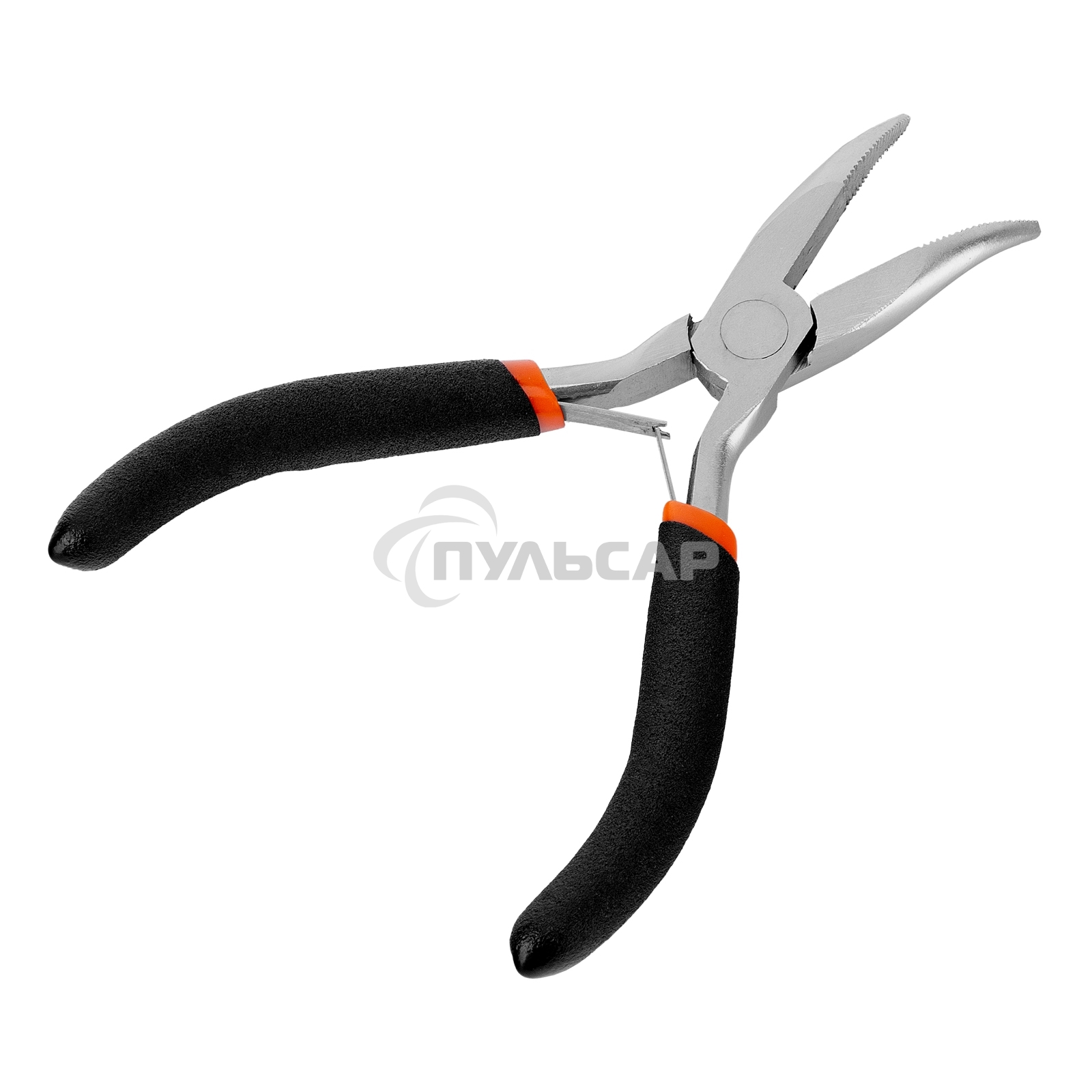 Длинногубцы Mini, 130 мм, никелированные, изогнутые, авторазжим Sparta
