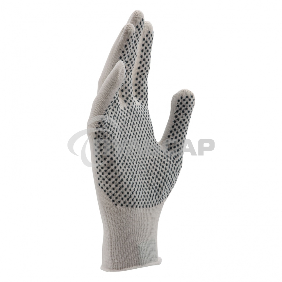 Перчатки из синтетической нити, ПВХ точка, 13 класс, белые, L Россия