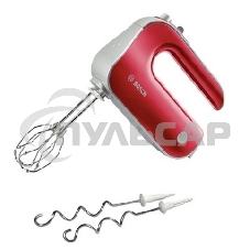 миксер Bosch MFQ 40303 красный Мощность 500Вт. 5 скоростей. Турборежим. 2 насадки. Венчик для взбивания. Крюки для замешивания теста.