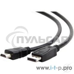 Кабель DisplayPort-HDMI Gembird/Cablexpert 1,8м, 20M/19M, черный, экран, пакет (CC-DP-HDMI-6)