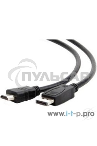 Кабель DisplayPort-HDMI Gembird/Cablexpert 1,8м, 20M/19M, черный, экран, пакет (CC-DP-HDMI-6)