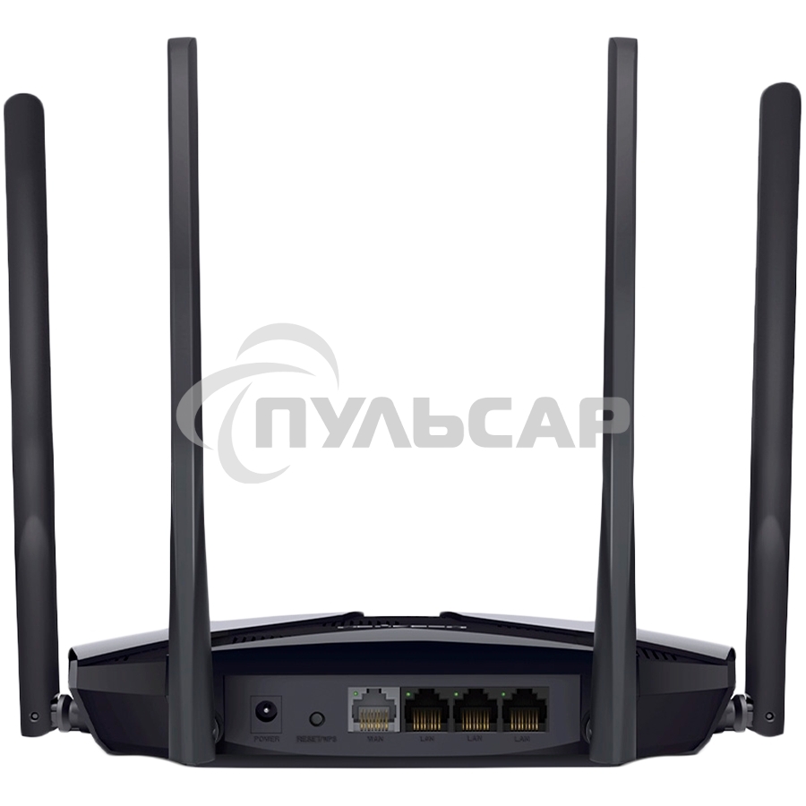 Двухдиапазонный роутер MERCUSYS AX3000 Wi-Fi 6, до 574 Мбит/с на 2,4 ГГц + до 2402 Мбит/с на 5 ГГц,4 фиксированные внешние антенны, 3 гигабитных порта LAN, 1 гигабитный порт WAN