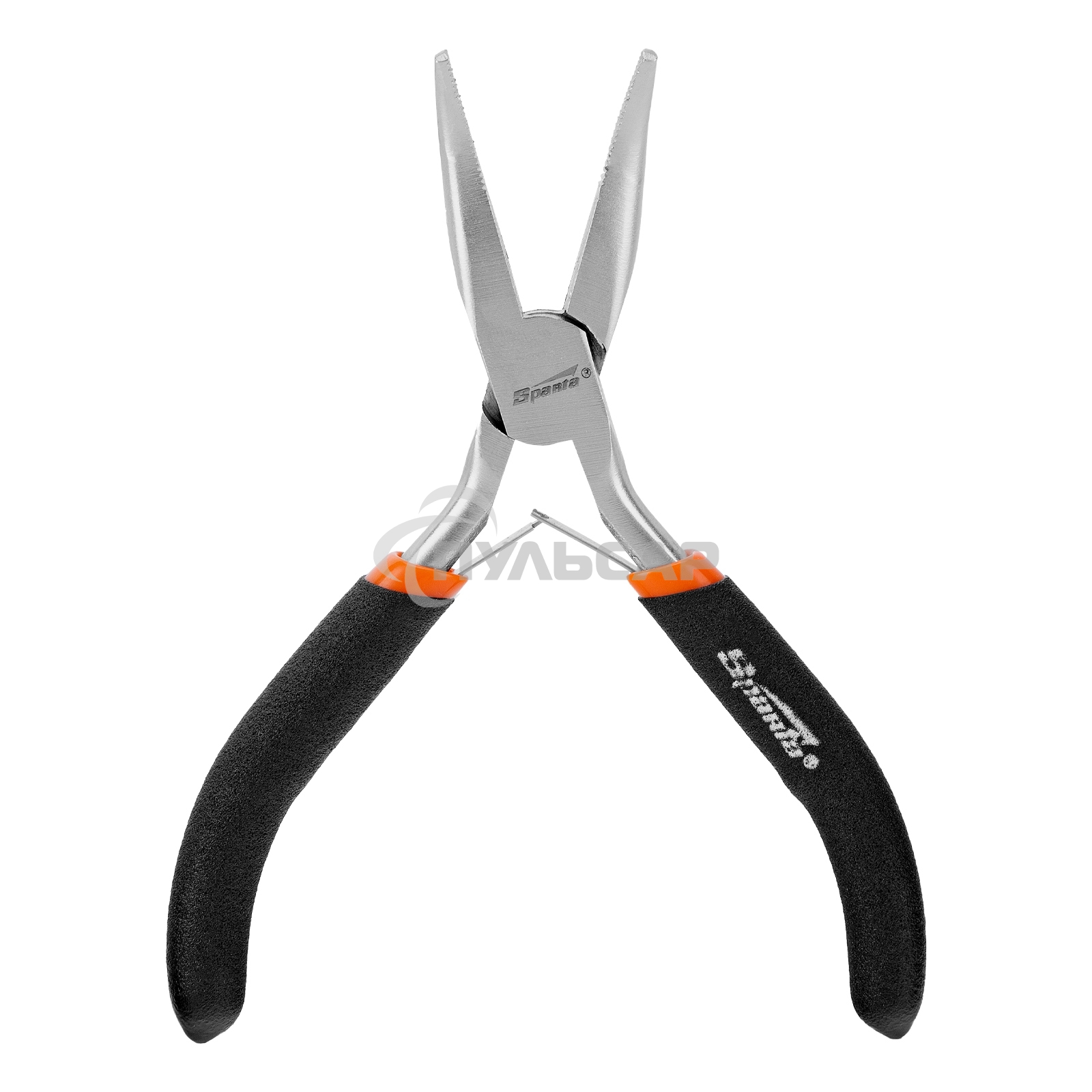 Длинногубцы Mini, 130 мм, никелированные, изогнутые, авторазжим Sparta