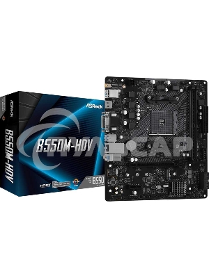 Материнская плата ASRock B550M-HDV, AM4, AMD B550, 2xDDR4, 4xSATA, 1xM.2, 1xPCIe 4.0 x16, 1xDVI-D, 1xHDMI, 1xVGA, 1x 1Gb LAN, 3x3.5 мм, 7.1, mATX