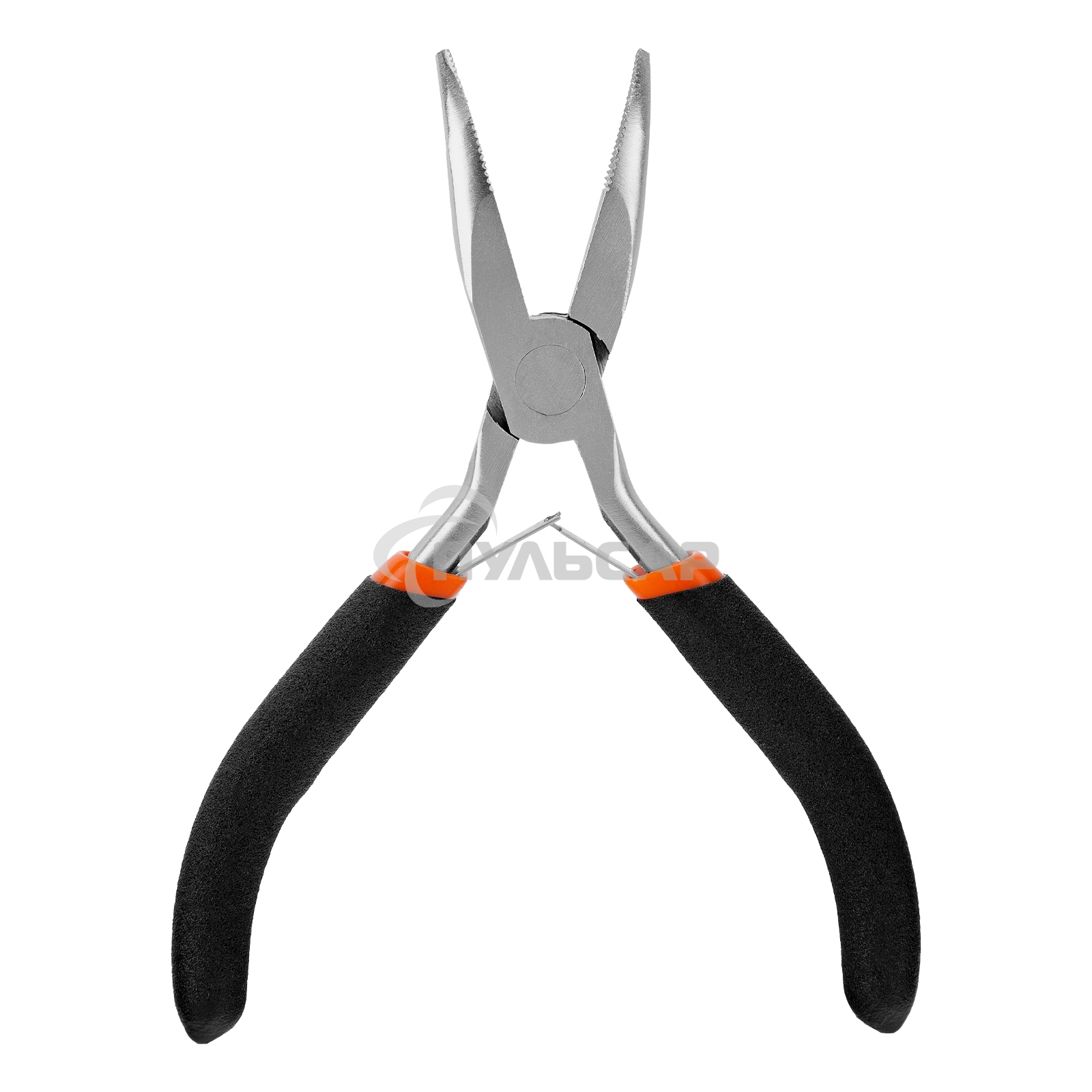 Длинногубцы Mini, 130 мм, никелированные, изогнутые, авторазжим Sparta