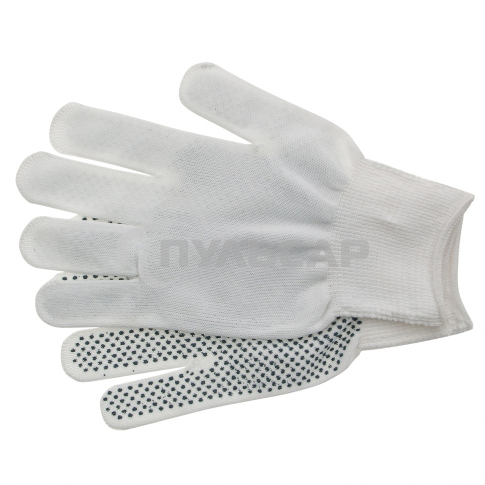 Перчатки из синтетической нити, ПВХ точка, 13 класс, белые, L Россия