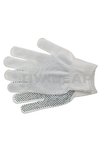 Перчатки из синтетической нити, ПВХ точка, 13 класс, белые, L Россия