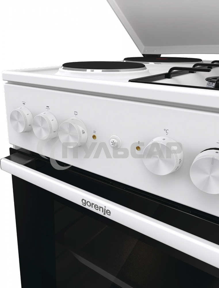 Плита комбинированная Gorenje GK5A12WG белый, конфорок 2 газовых и 2 электрических, духовка 68 л, 50 см x 85 см x 59.4 см