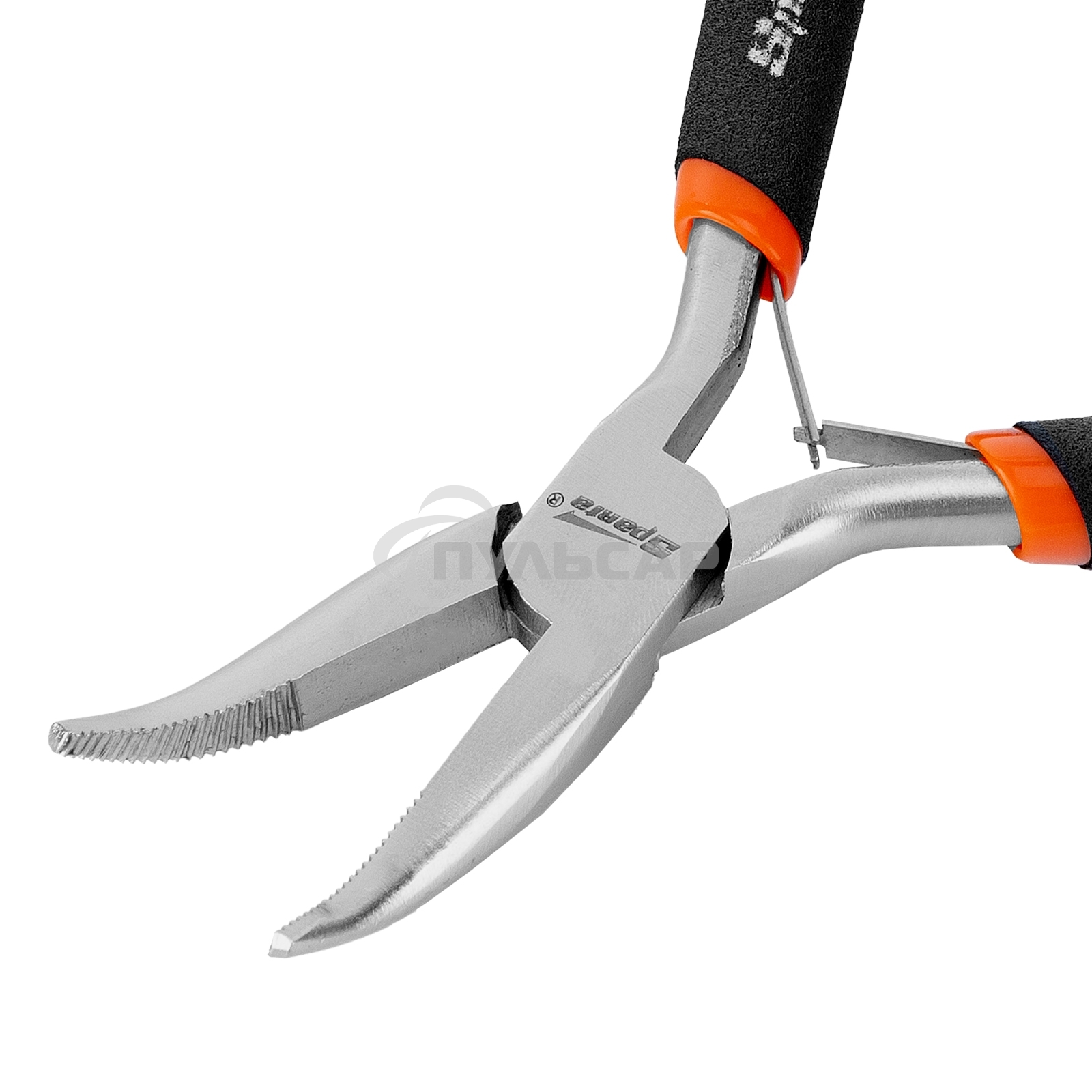 Длинногубцы Mini, 130 мм, никелированные, изогнутые, авторазжим Sparta