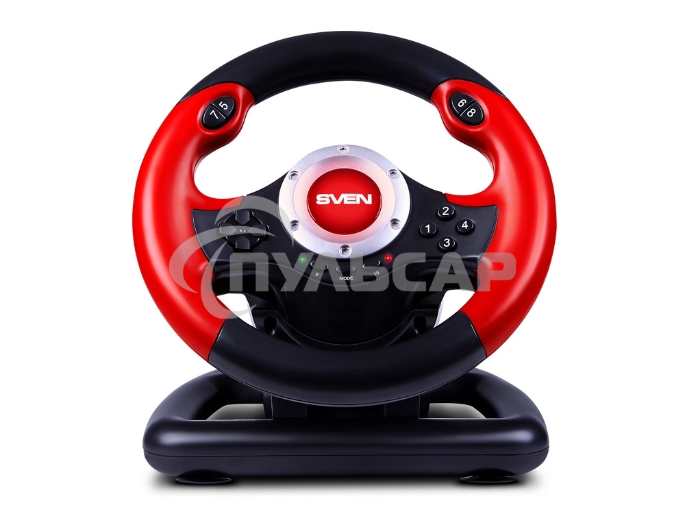 Руль SVEN GC-W300 (педали, вибро, лепестки, D-pad, 10 кл, резин. вставки, PC, цифр. и аналог.