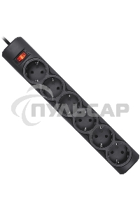 Сетевой фильтр Defender DFS 153 3 м, черный, 6 розеток