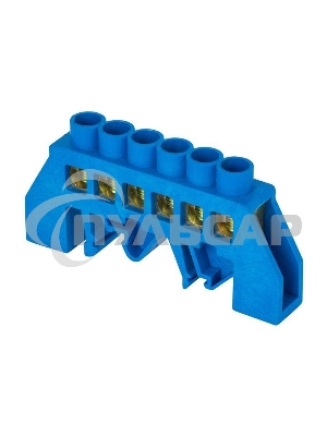 Шина нулевая N 6х9 6 отвер. латунь син. нейлоновый корпус комбинированный PROxima EKF sn0-63-06-dn