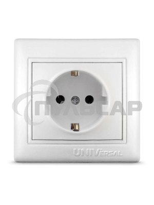 Розетка 1-м СП Севиль 16А с заземл. бел. UNIVersal С0028