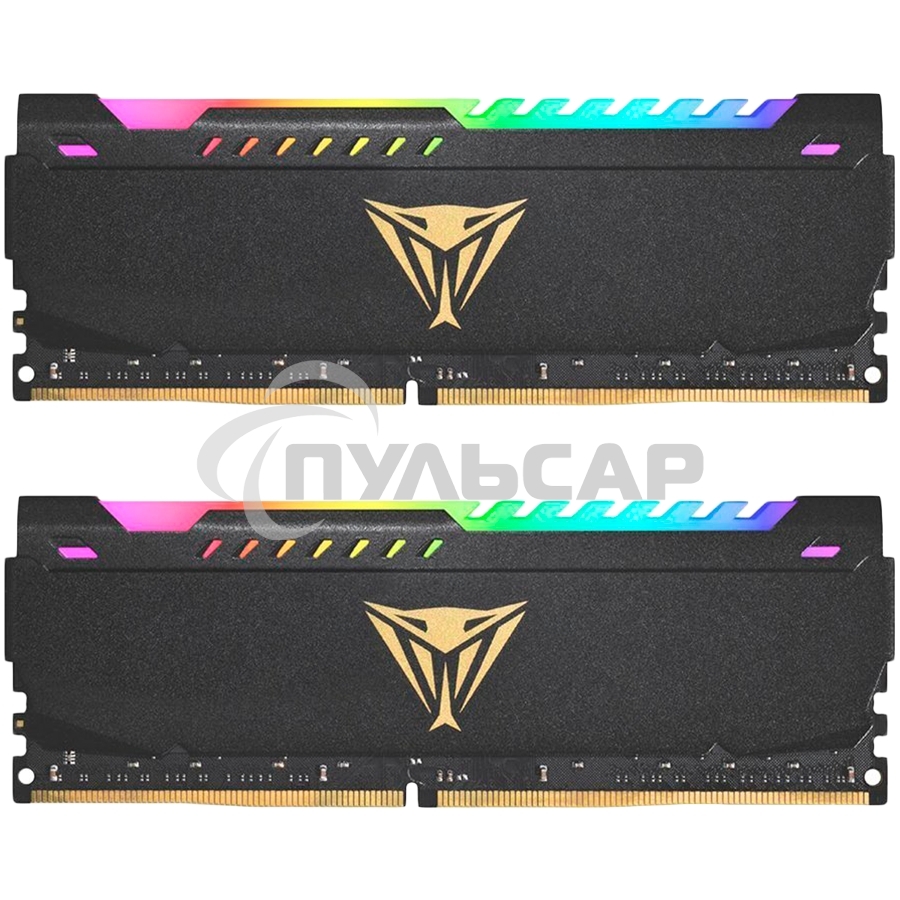 Оперативная память Patriot Viper Steel, DDR4, 32Gb (2x16Gb), 3200MHz, CL18, DIMM, с радиатором, RGB, черный