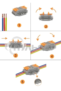 Клемма соединительная многоразовая проходная 3 полюса, с монтажной площадкой (0,08-4 мм²), серая (30 шт./уп.) Rexant