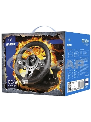 Руль SVEN GC-W700 (педали, вибро, скоба, лепестки, АКПП, D-pad, 12 кл, резин. вставки, PC/Xinput)
