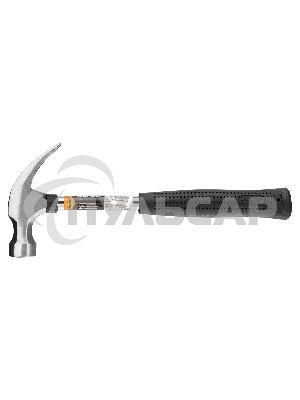 Молоток-гвоздодер, 450 г, SPARTA, круглый боек, металлическая трубчатая обрезиненная рукоятка, 104405