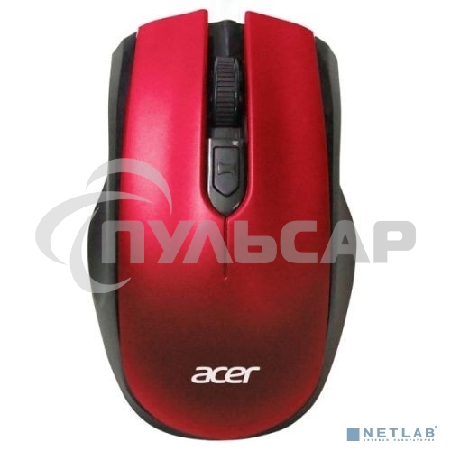 Мышь беспроводная Acer OMR032 черный/красный, 1600 dpi, радиоканал, USB, кнопки - 4