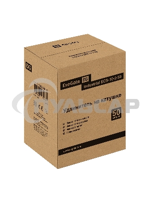 Удлинитель на катушке ExeGate industrial ECS-10-2-50 (4 евророзетки, IP20, 50м, защита от детей, защита от перегрузки, 2х1,0мм2, 10А/2.3кВт)