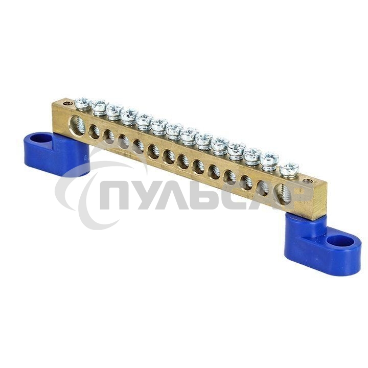Шина нулевая N 6х9 14 отвер. латунь 2 син. угловых изолятора PROxima EKF sn0-63-14-2