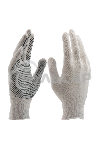 Перчатки из синтетической нити, ПВХ точка, 13 класс, белые, L Россия