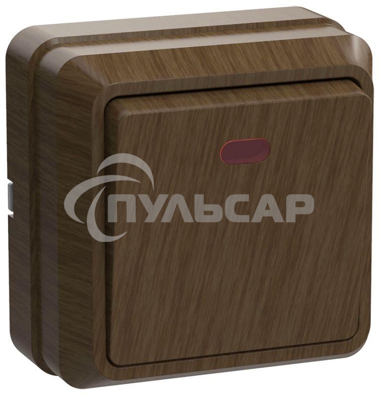Выключатель 1-кл. ОП ОКТАВА 10А IP20 с инд. дуб ИЭК EVO11-K04-10-DC