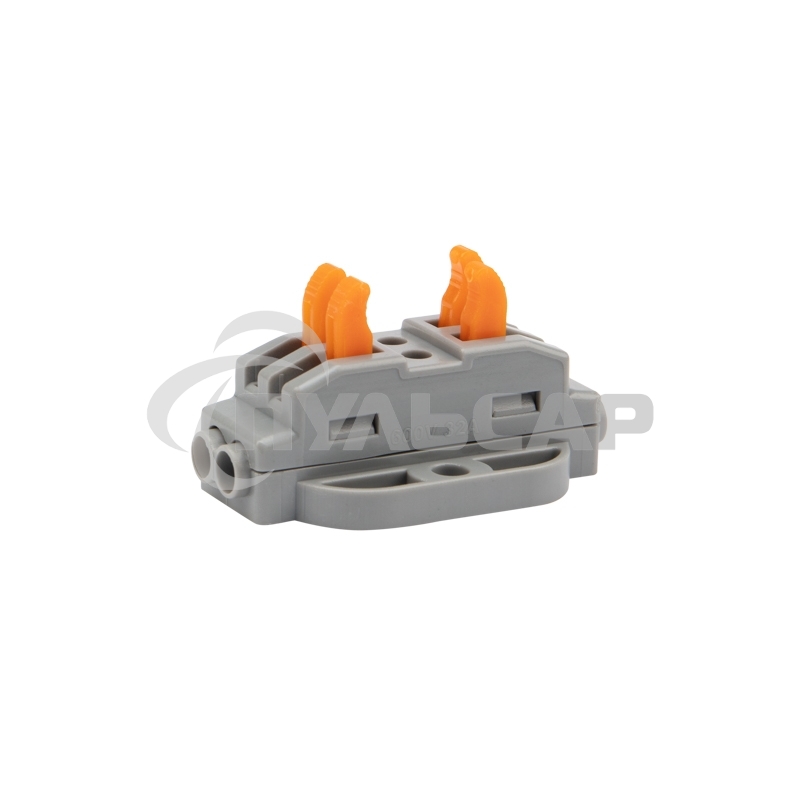 Клемма соединительная многоразовая проходная 2 полюса, с монтажной площадкой (0,08-4 мм²), серая (50 шт./уп.) Rexant