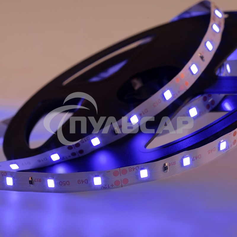 Лента светодиодная открытая, 8 мм, IP23, SMD 2835, 60 LED/m, 12 V, цвет свечения синий