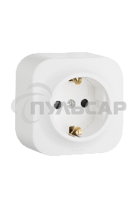 Розетка 1-м ОП Quteo 16А с заземл. белый  Leg 782211