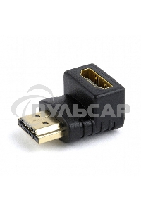 Переходник Cablexpert HDMI-HDMI 19F/19M, угловойсоединитель 90 градусов, золотые разъемы (A-HDMI90-FML)