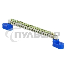 Шина нулевая N 6х9 24 отвер. никель 2 син. угловых изолятора PROxima EKF sn1-63-24-2